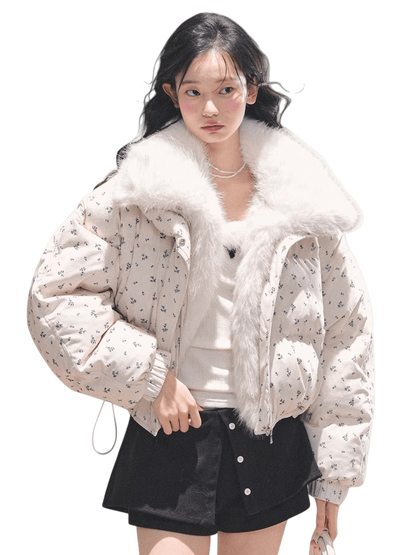 Short White Duck Down Puffer Jacket
