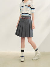 Fake Two-piece Printed Belted Pleated Skirt - CHINASQUAD