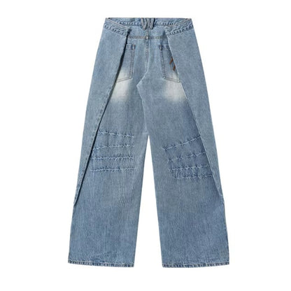 Low-Rise Wide-Leg Denim Pants
