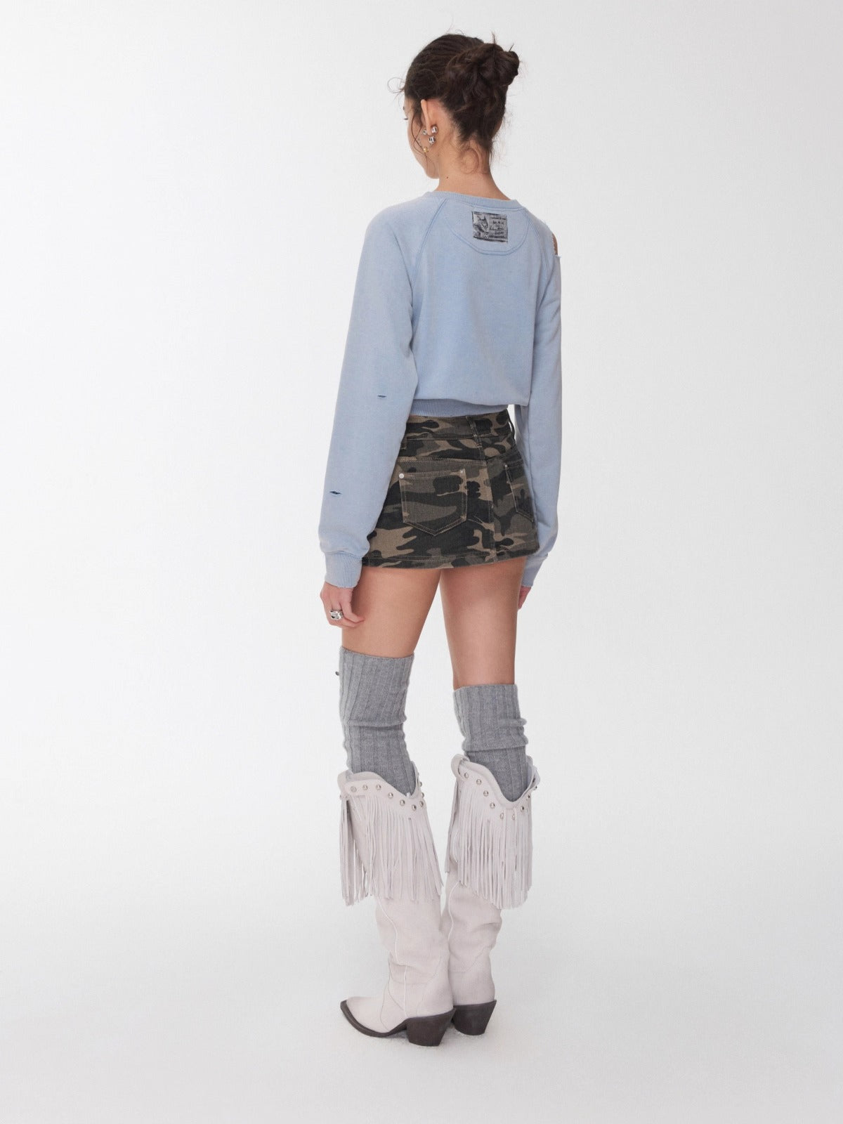 Washed Camo Double-Breasted Canvas Skort