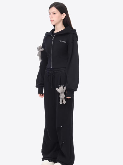 Slim-Fit Cropped Hooded Sweatshirt