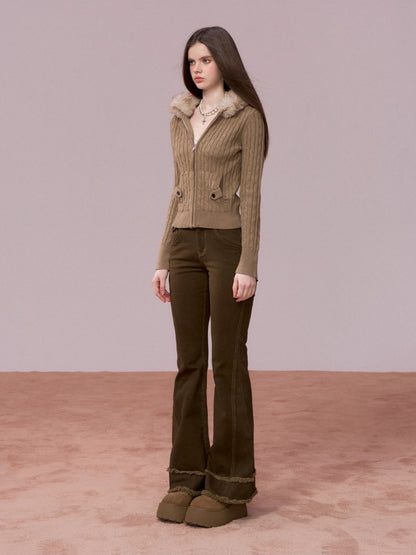 Washed Vintage-Style Loose Denim Pants