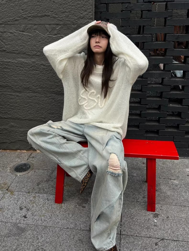 Mohair-Blend Oversized Knit Sweater