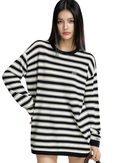 Striped Contrast Loose Knit Sweater