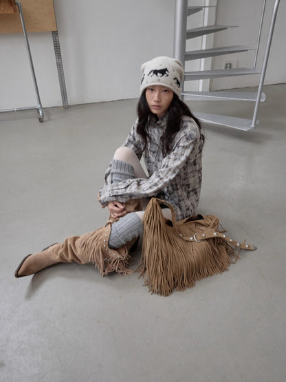 Fair Isle Pony Jacquard Knit Beanie