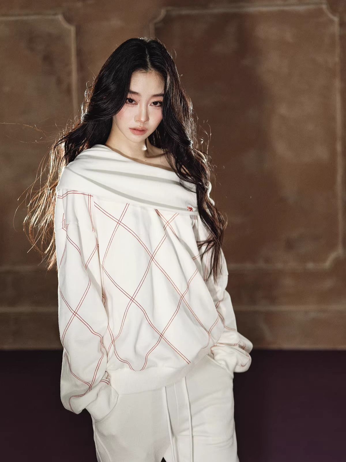 Off-Shoulder Sweatshirt &amp; Flared Wide-Leg Sweatpants Set