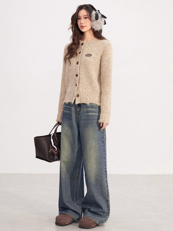 Chunky-Knit Wool-Blend Winter Cardigan