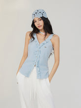 V-neck Lace Ruffled Vest - CHINASQUAD