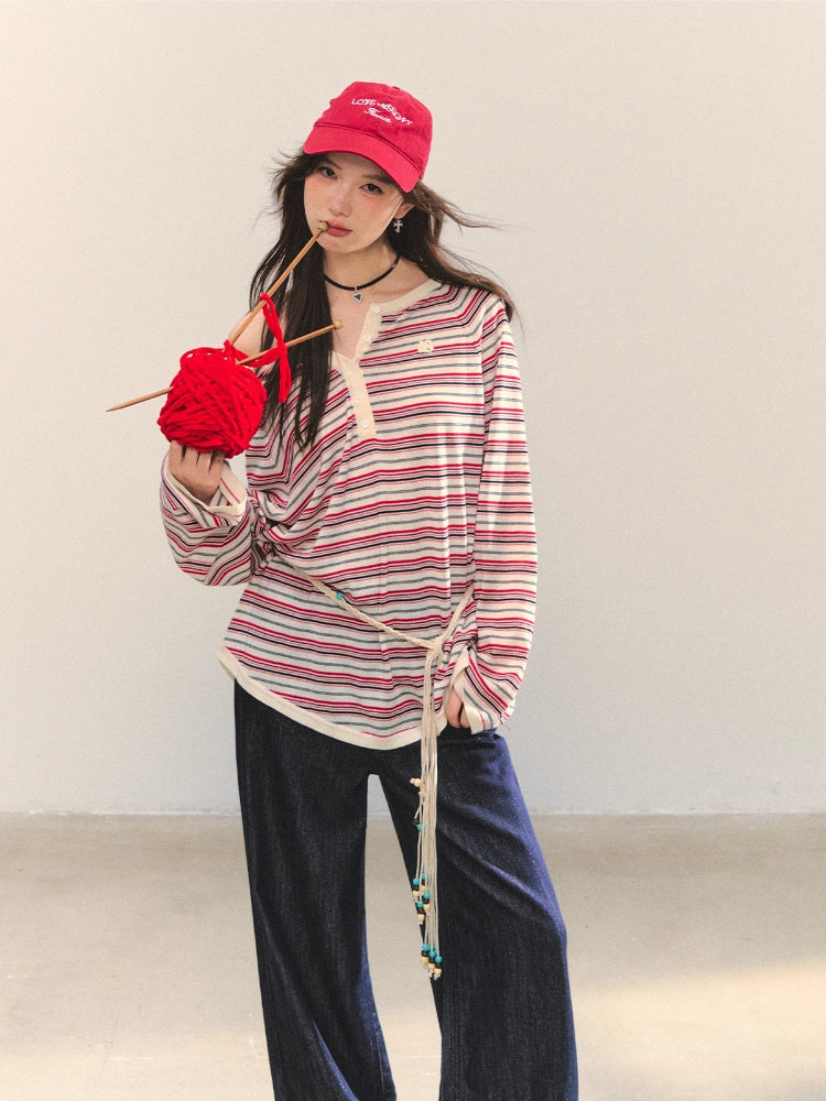 Multi-wear Striped Knit Top