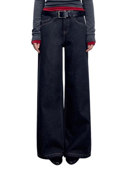 Denim Mid-Low Rise Straight-Leg Jeans