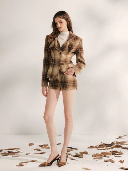 Vintage Structured Wool Blend Blazer &amp; Shorts Set