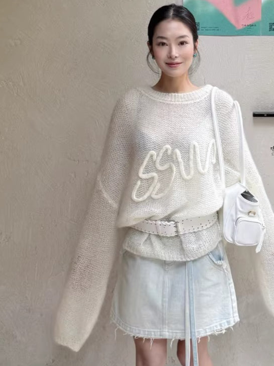 Mohair-Blend Oversized Knit Sweater