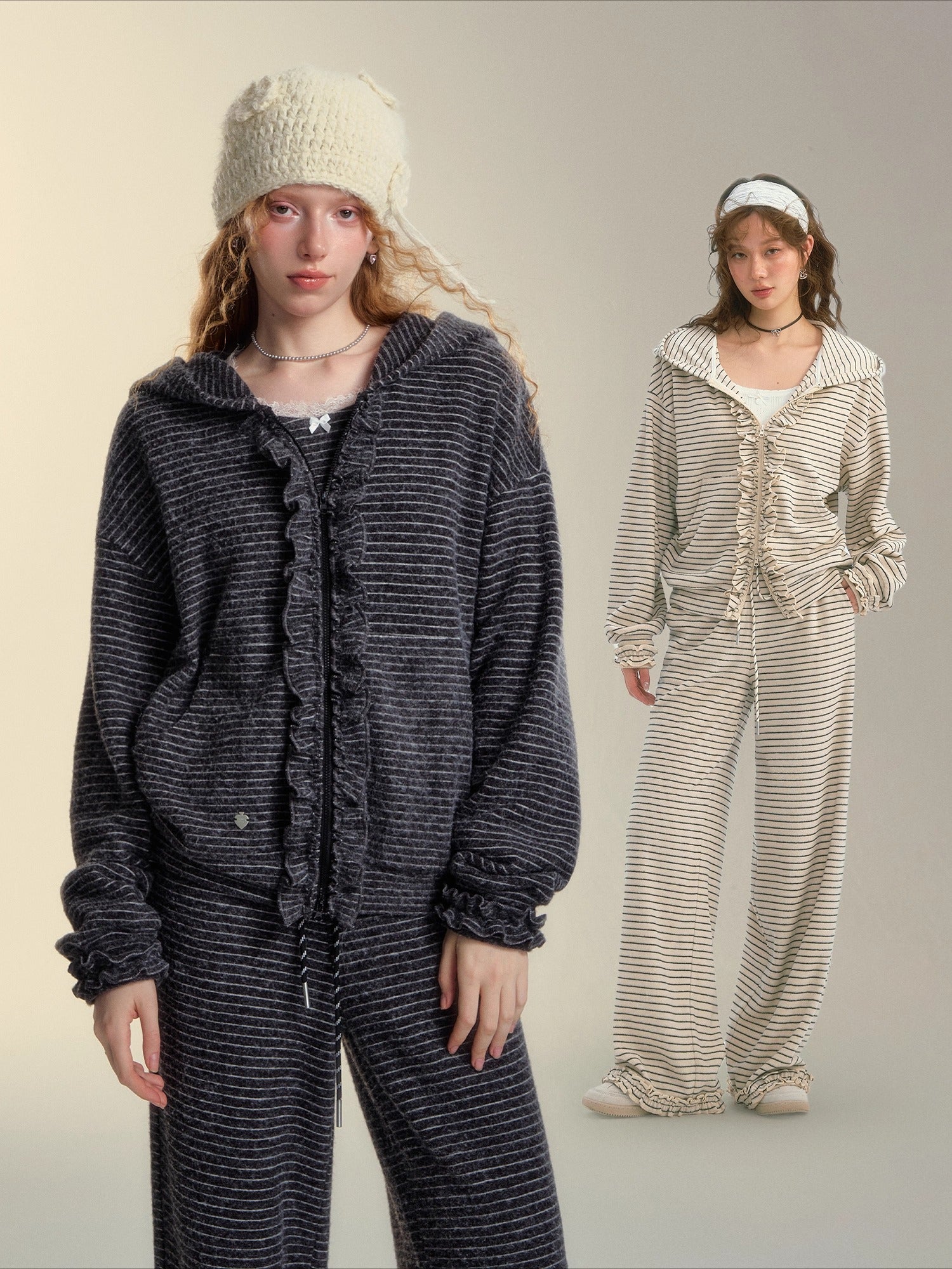 Soft Striped Hoodie / Casual Pants / Long Sleeve T-shirt