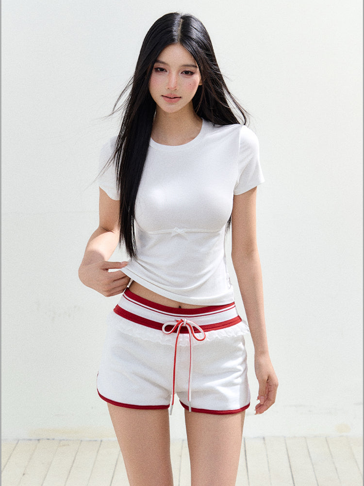 Patchwork Lace Hollow Short-Sleeve T-shirt