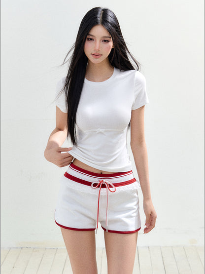 Patchwork Lace Hollow Short-Sleeve T-shirt