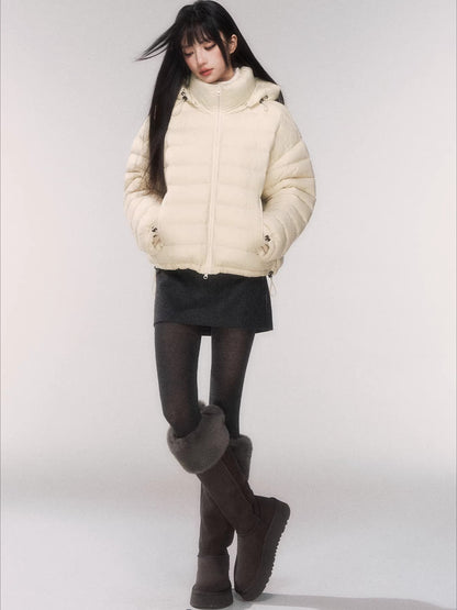 White Duck Down Hooded Puffer Jacket