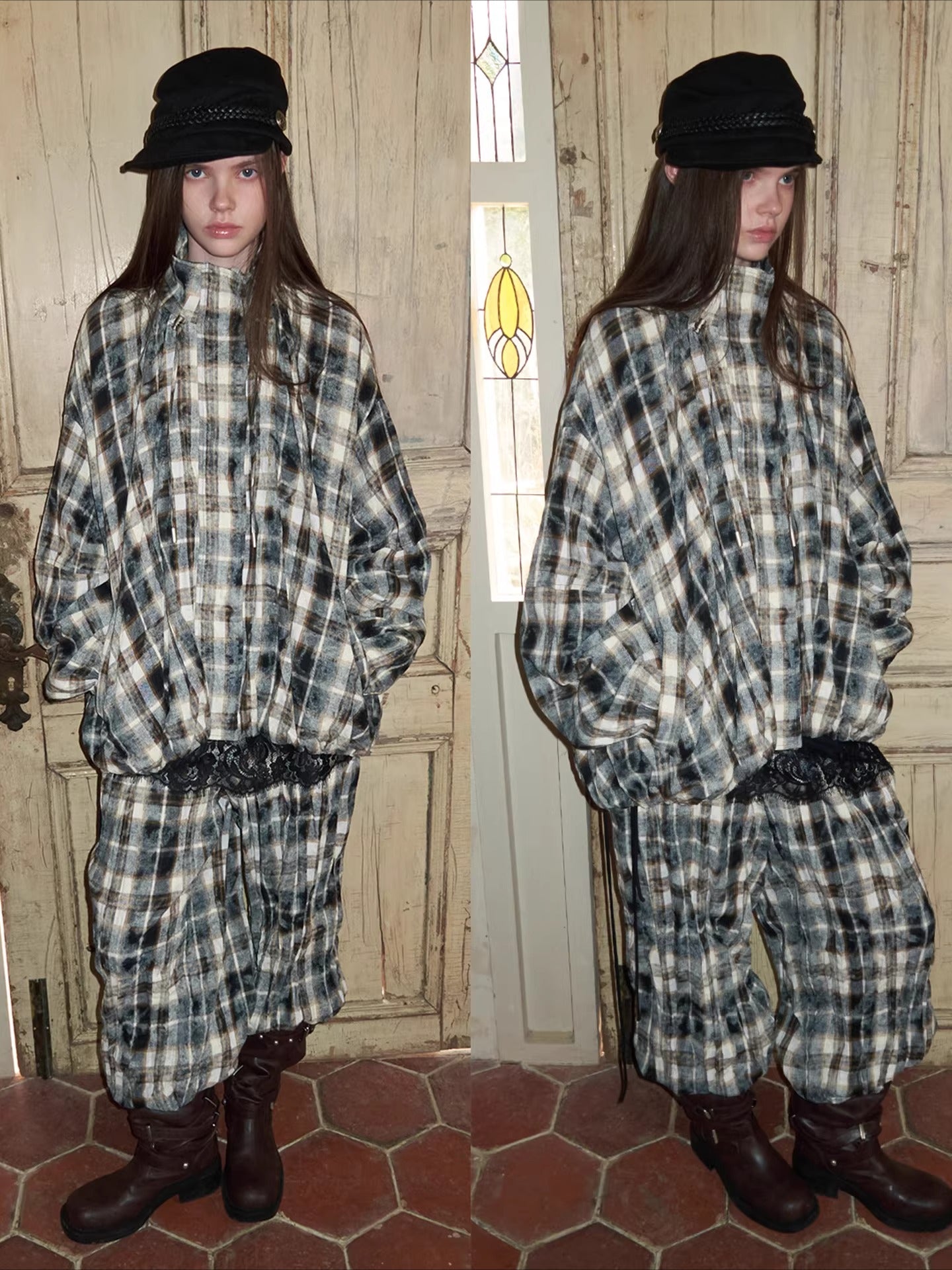 Crinkled-Waist Wide-Leg Cargo Pants