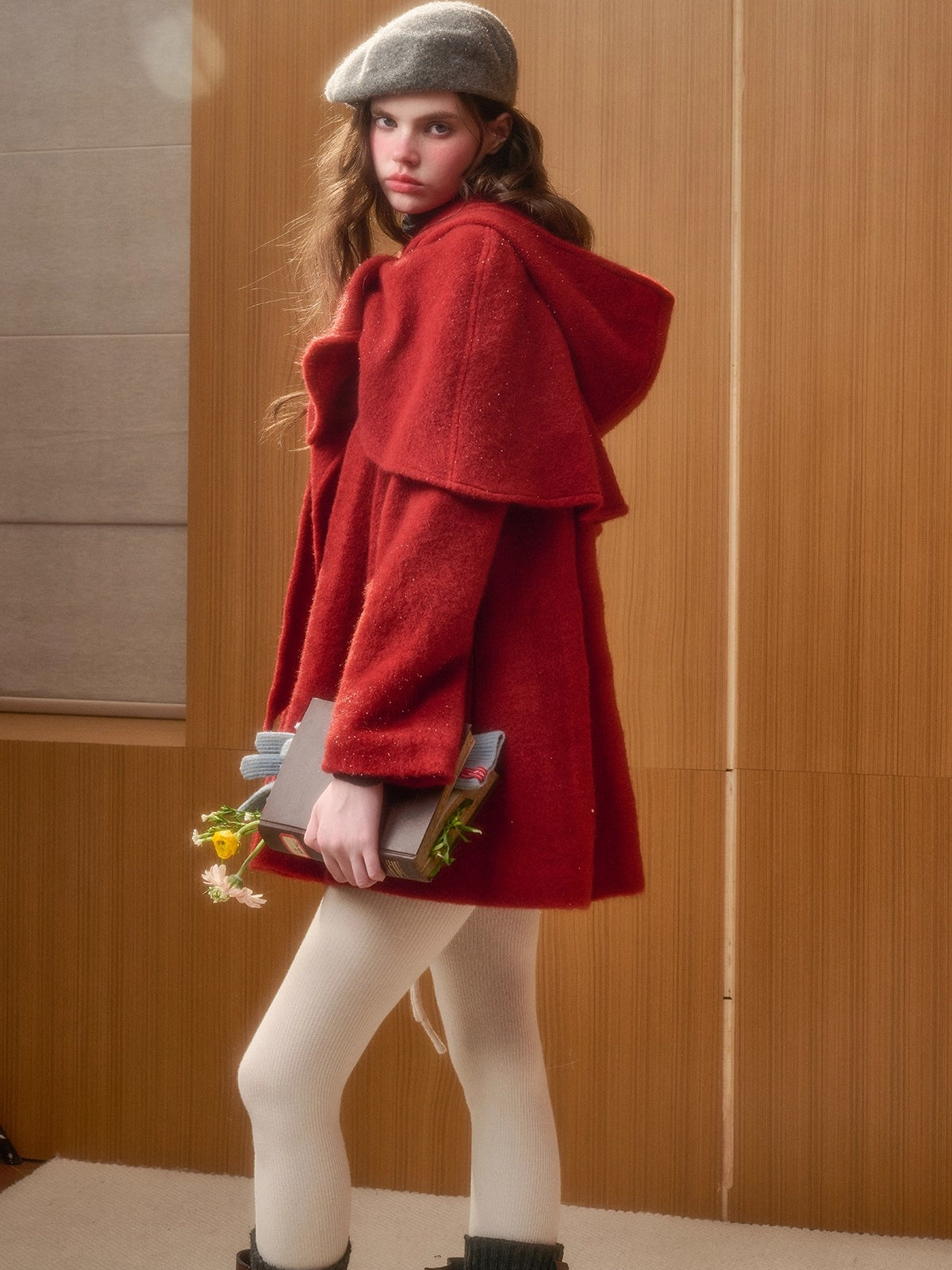 Little Red Hood Winter Knit Cape