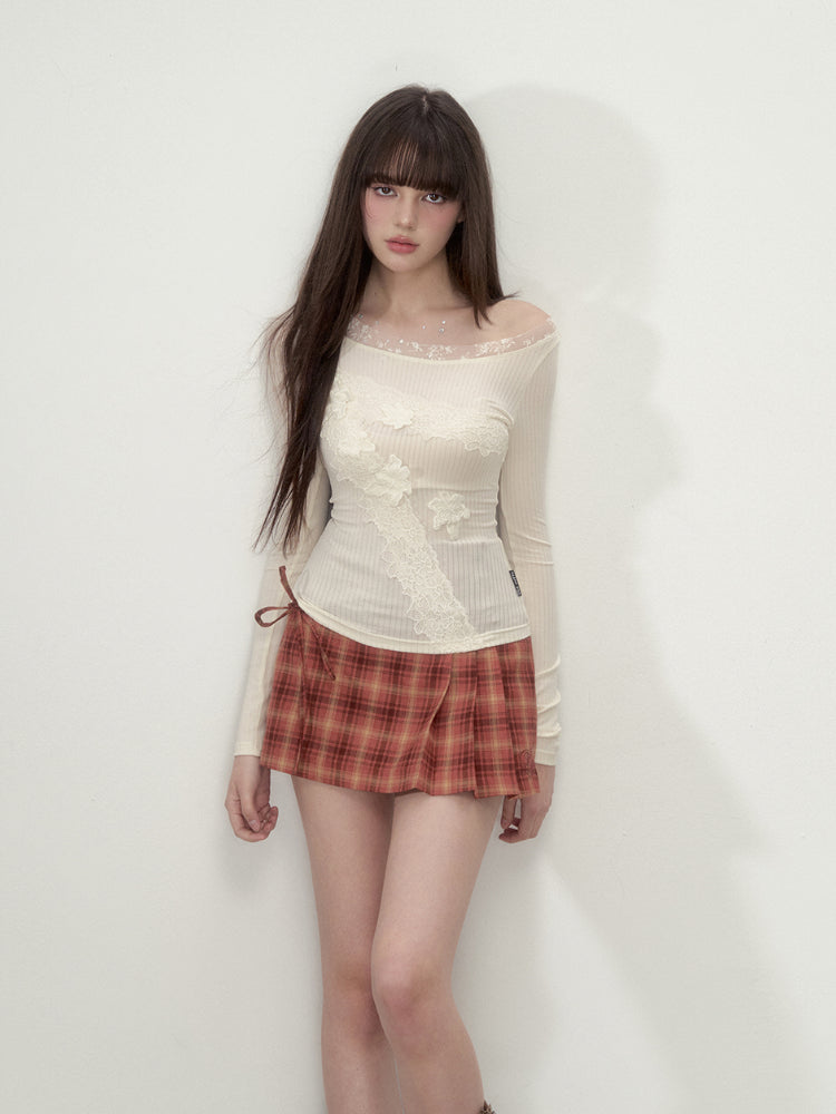 Lace-Panel Tencel T-shirt