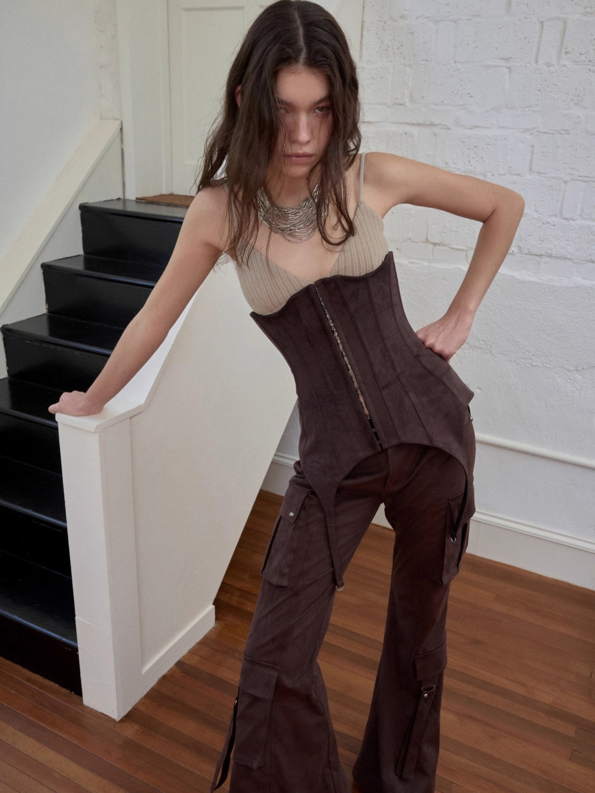 Studded Pocket Flared Utility Pants