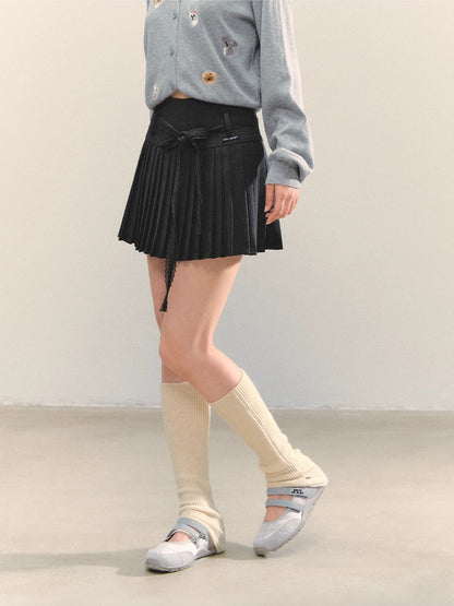 Lace Strap Pleated Skirt