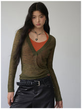 Fake Two-Piece Halter V-Neck Knit Sweater - CHINASQUAD