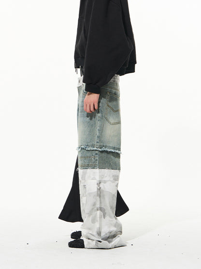 Double-Layered Camouflage Workwear Denim Pants