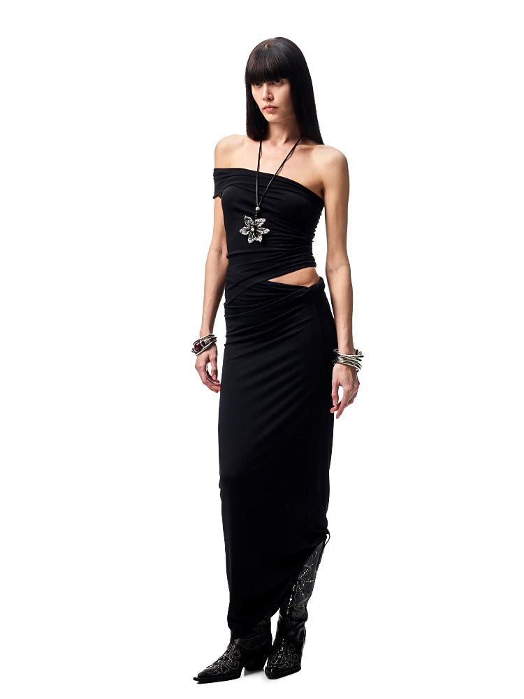 Irregular Multi-Wear Ruched Acetate T-Shirt - CHINASQUAD