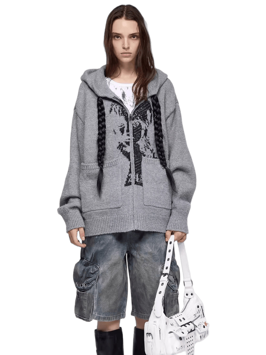 Detachable Braided-Detail Knit Sweater