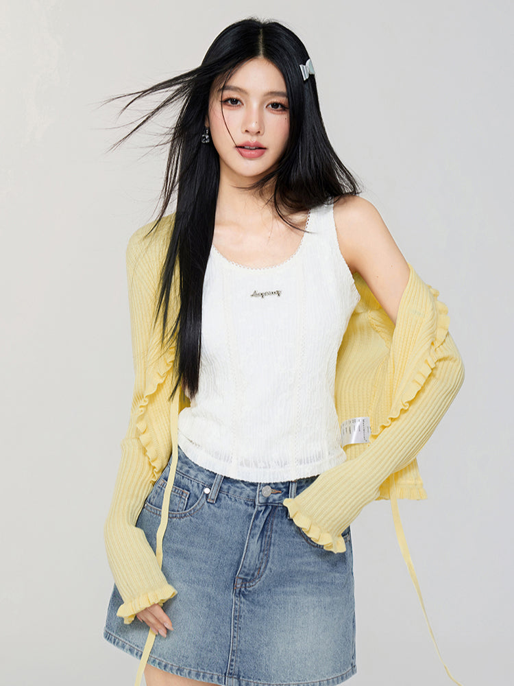 Lace Choker U-Neck Vest