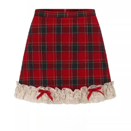 Christmas Night Corset Top &amp; Plaid Skirt Set