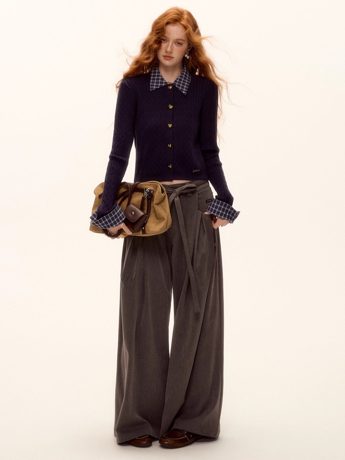 Pleated Tie-Waist Wide-Leg Trousers