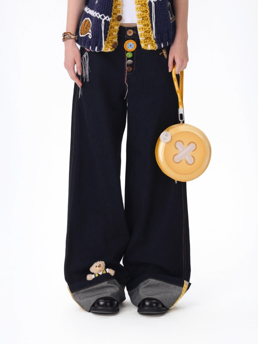 Tailor Bear Unisex Wide-Leg Denim Trousers