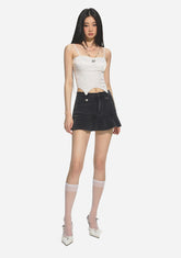 Black & Blue Low-Waist Denim Mini Skirt - CHINASQUAD