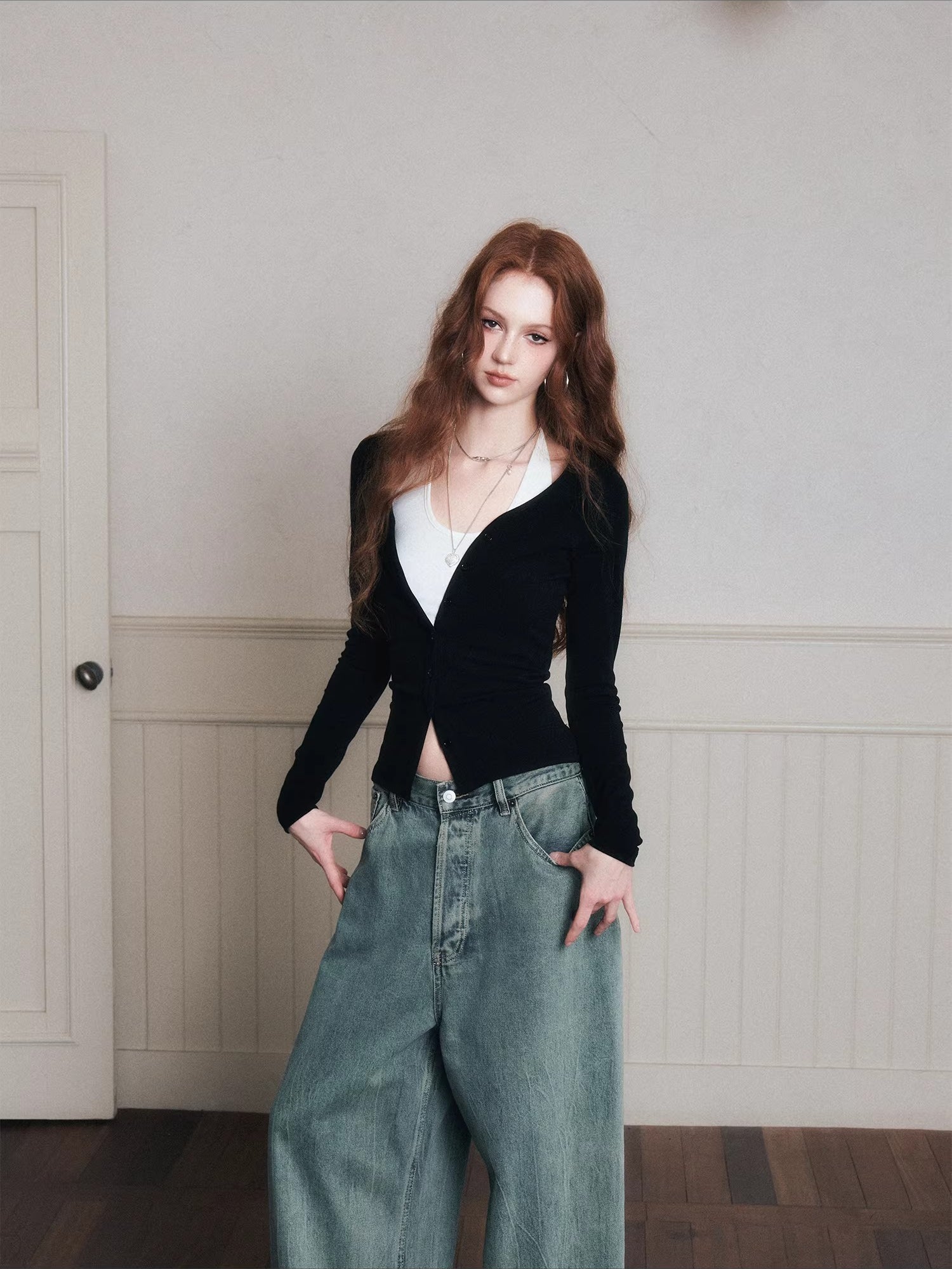 Layered Halter Camisole &amp; Knit Cardigan Set