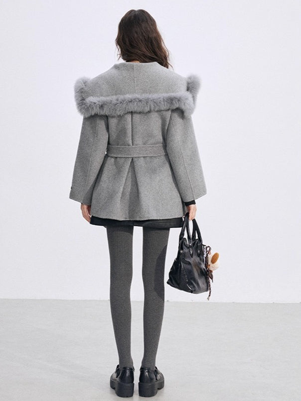 Oversized Wool-Blend Wide-Collar Coat