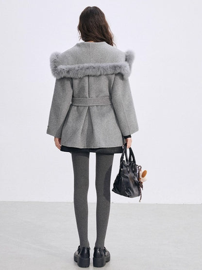 Oversized Wool-Blend Wide-Collar Coat