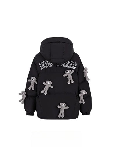 Allover Teddy Hooded Down Jacket