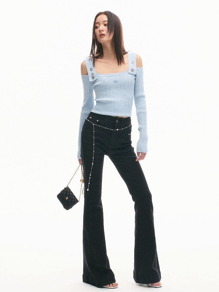 Vintage High-Waisted Skinny Stretch Flared Jeans