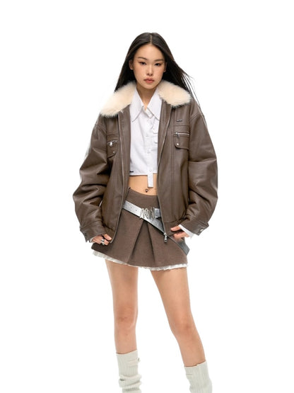 Vintage Silhouette Shearling Leather Jacket 