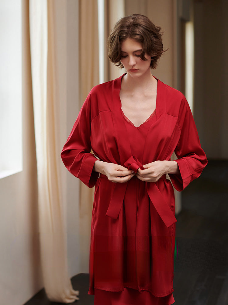 Wedding Morning Robe with Spaghetti Strap Nightdress