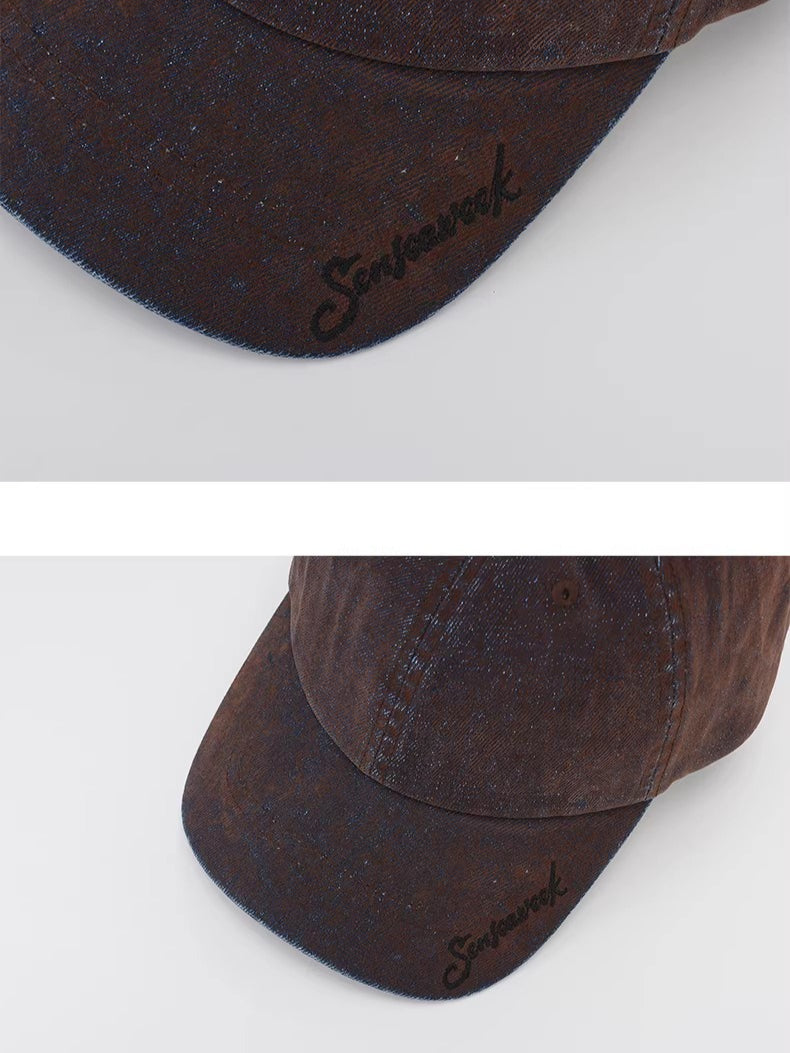 Embroidered Logo Washed Denim Baseball Cap