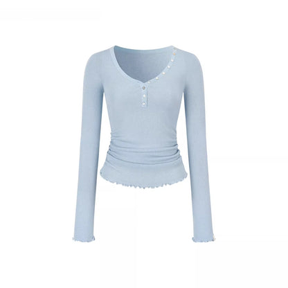 Waist-Cinched Slim-Fit Wool Knit T-Shirt