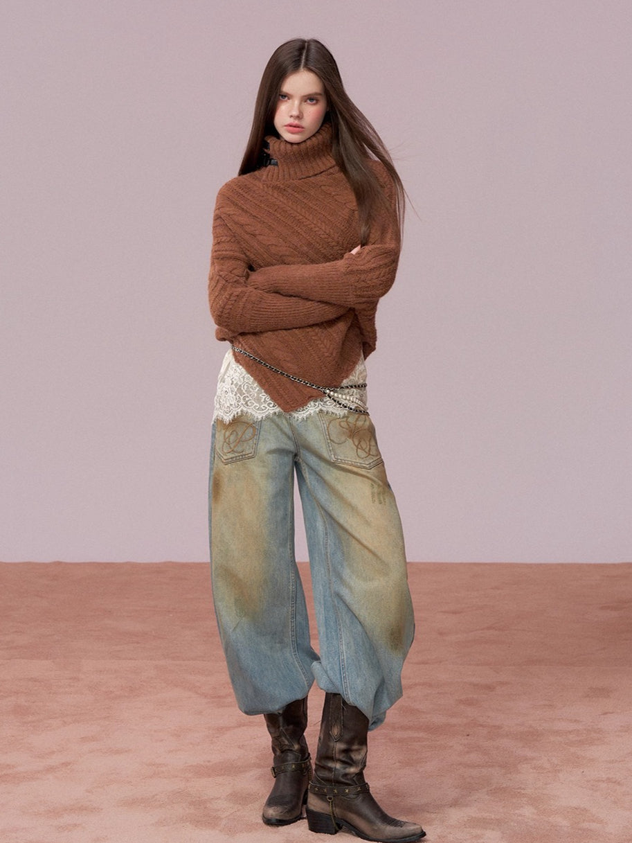 Vintage Wash Loose Denims Pants