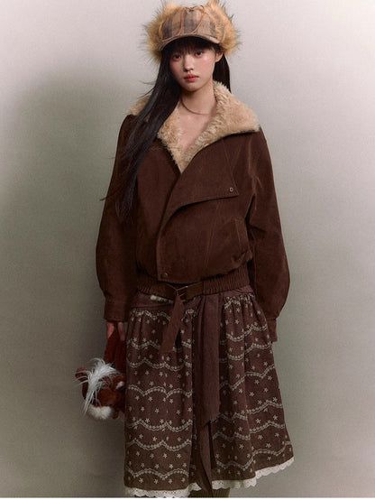 Original Suede Shearling Moto Oversized Lapel Jacket