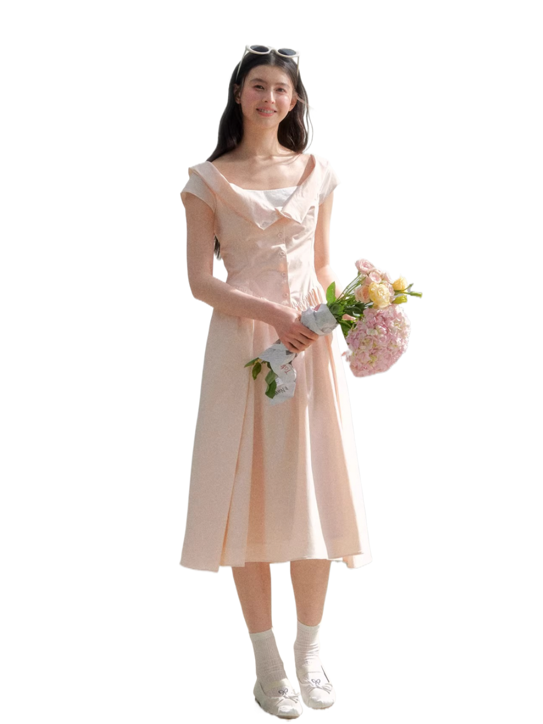 Pink Off-Shoulder Design Dress