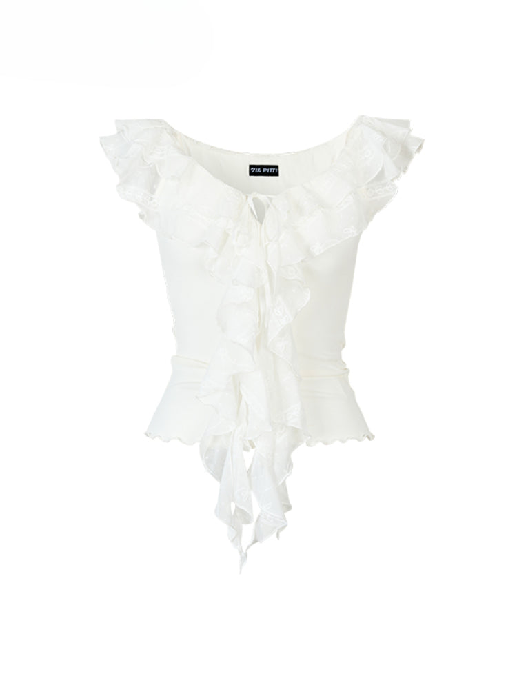 Multilayer Ruffled Ribbon T-shirt