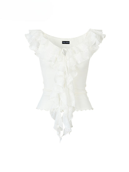 Multilayer Ruffled Ribbon T-shirt