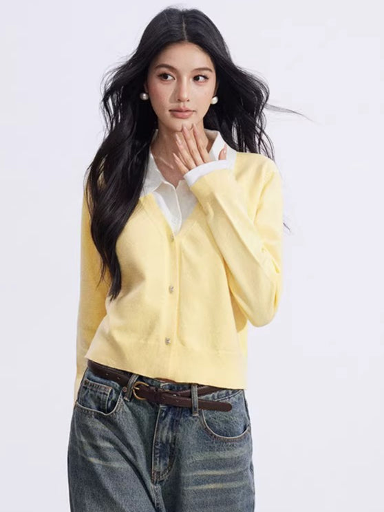 Layered-Effect Knit Polo Top