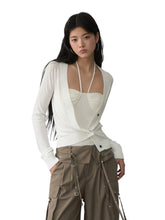 White Single-breasted Knitted Cardigan - CHINASQUAD
